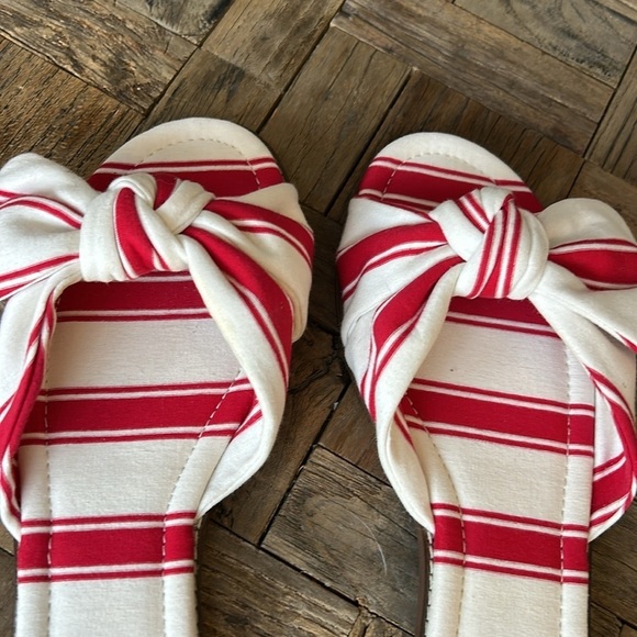 J Crew Red White Striped Knotted Slide Sandals Size 10 - Picture 4 of 8